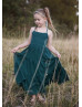 Forest Green Chiffon Corset Back Flower Girl Dress